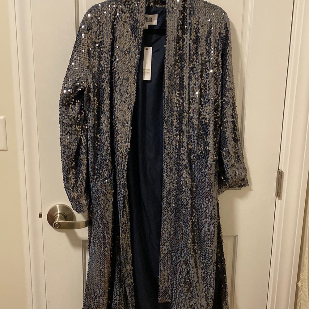 BB Dakota by Steve Madden sequined duster size S. Blue/ grey color NWT